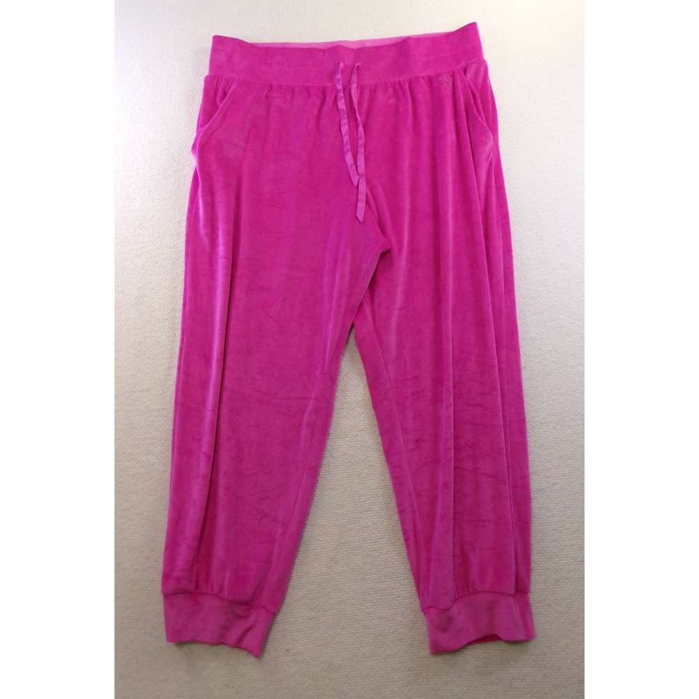 Victoria's Secret Velour Joggers Women XXL Pink New Drawstring Lounge Pants